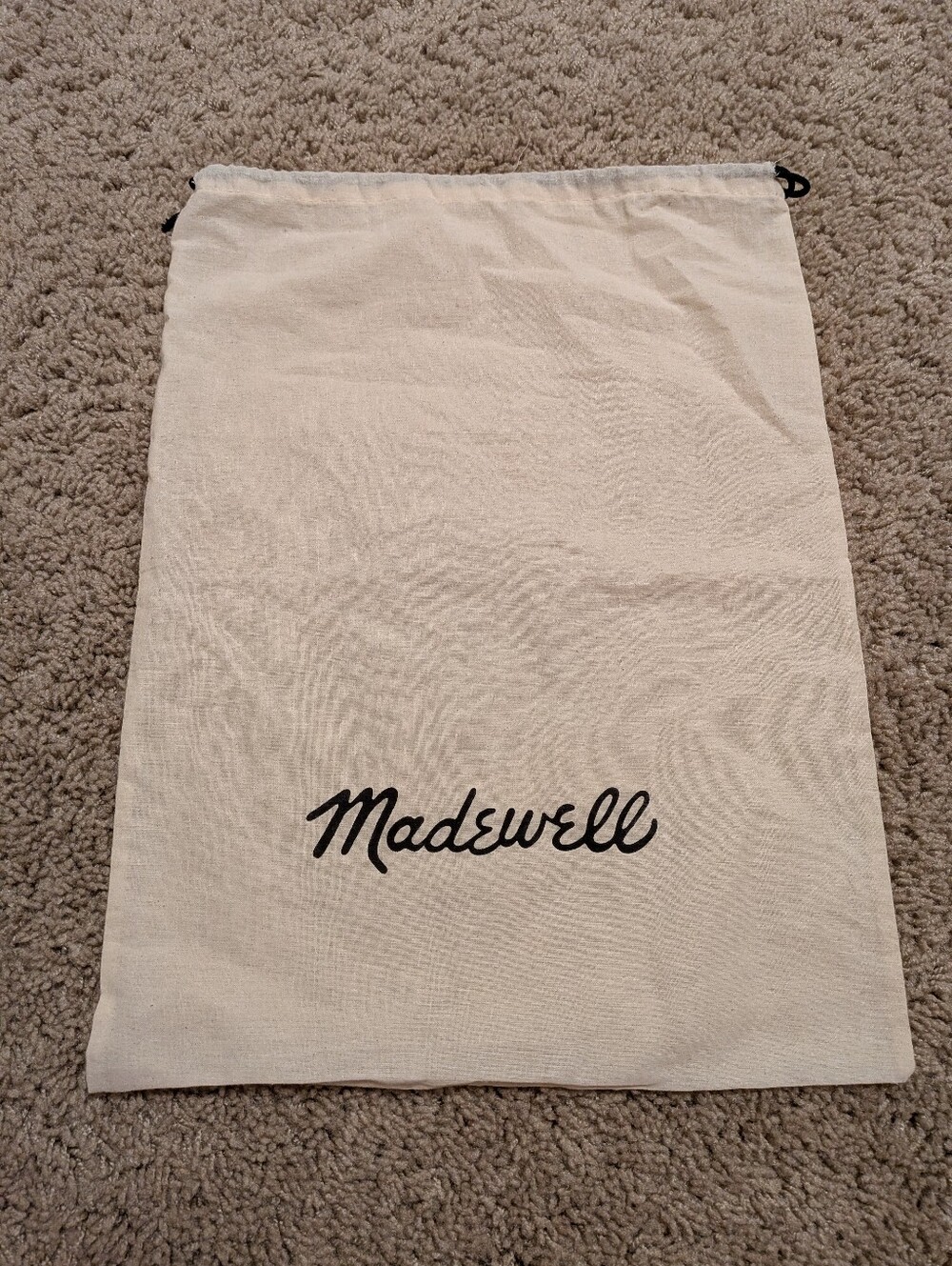 Madewell Cream Canvas Drawstring Dust Bag with Black Logo